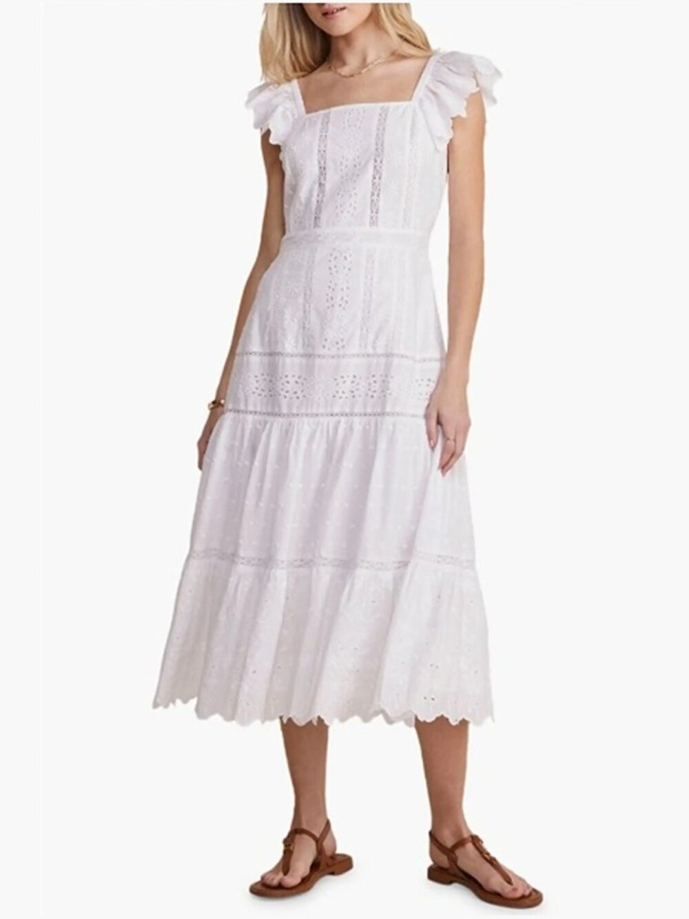 Vineyard Vines White Eyelet Midi Dress SM
